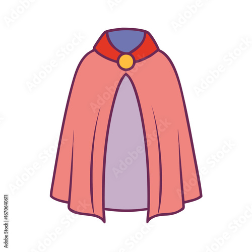 Illustration of a pink cape costume with collar and clasp for cosplay or fantasy dress up