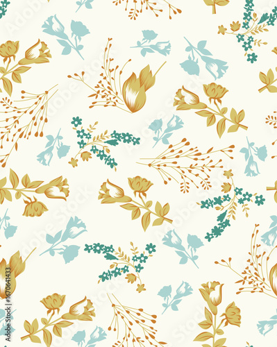 Classic Popular Flower Seamless pattern background - For easy making seamless pattern use it for filling any contours