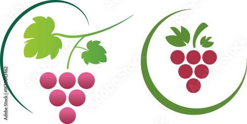 Stylized Grape Bunches with Vines