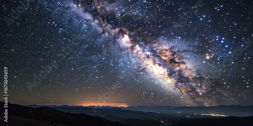 Milky Way Panorama Night Sky Landscape Photography, Astrophotography, Galaxy Astrophotography, Night Sky