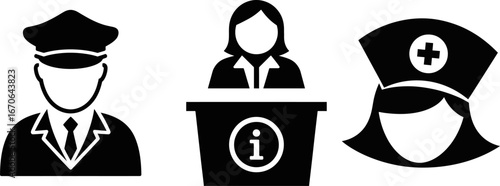 Diverse Public Service Professionals Icons