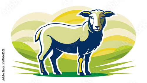 Clean and modern vector sheep silhouette vector art farm animal illustration livestock design graphic template ewe lamb ram wool farming white background