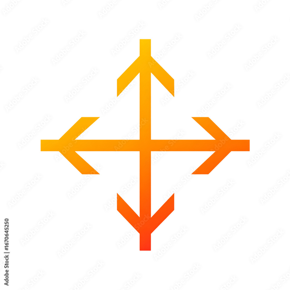 Obraz premium Orange arrow symbol isolated on transparent background indicates direction or way