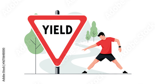 Yield To The Path Find Direction And Navigate Journey With Caution On Road