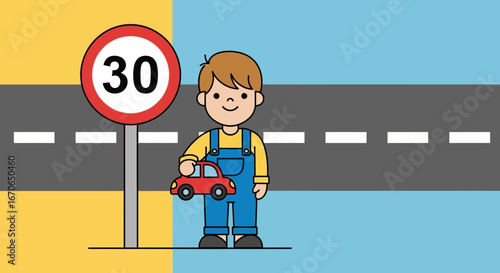 Young Driver Education Concept Illustration About Traffic Rules And Speed Limits