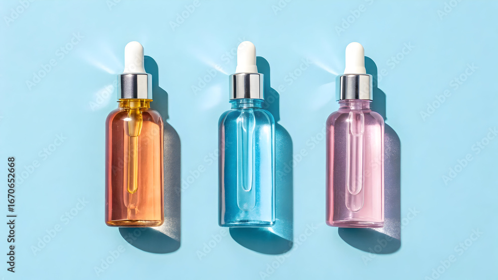 Fototapeta premium colorful glass dropper bottles