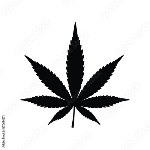 Vector art of a black marijuana leaf silhouette isolated on white