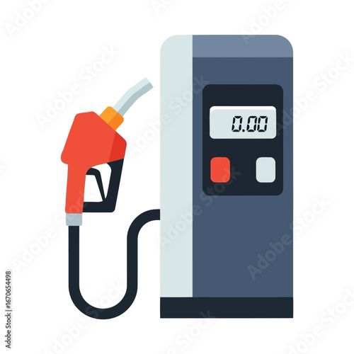 Vector art of a gasoline pump with nozzle and digital display