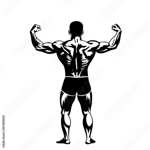 Strong muscular arms vector icon, body fitness 