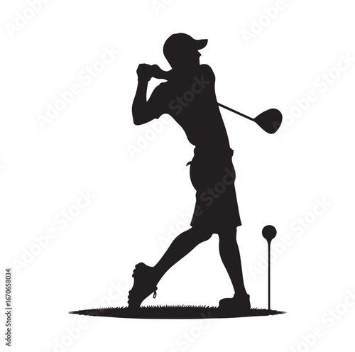 Golf player golfer swinging silhouette and Vector