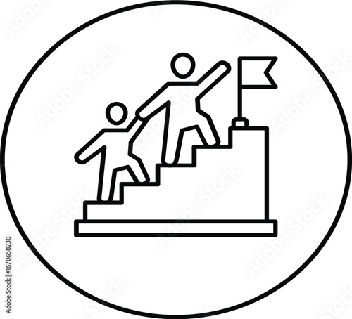 Career Growth and Progress – Team Climbing Steps Illustration
