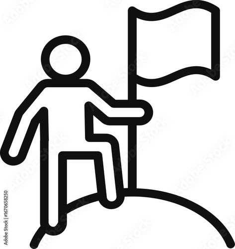 Leadership Goal Achievement – Person Holding Flag Vector