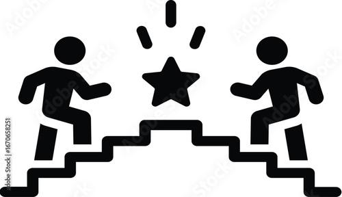Achievement and Rating Icon – Three Stars with Winner Pose