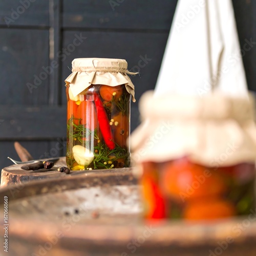 Preserved tomatoes in jars