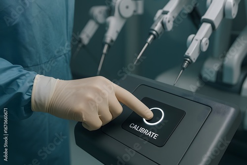 Modern surgical equipment being calibrated by surgeon. 