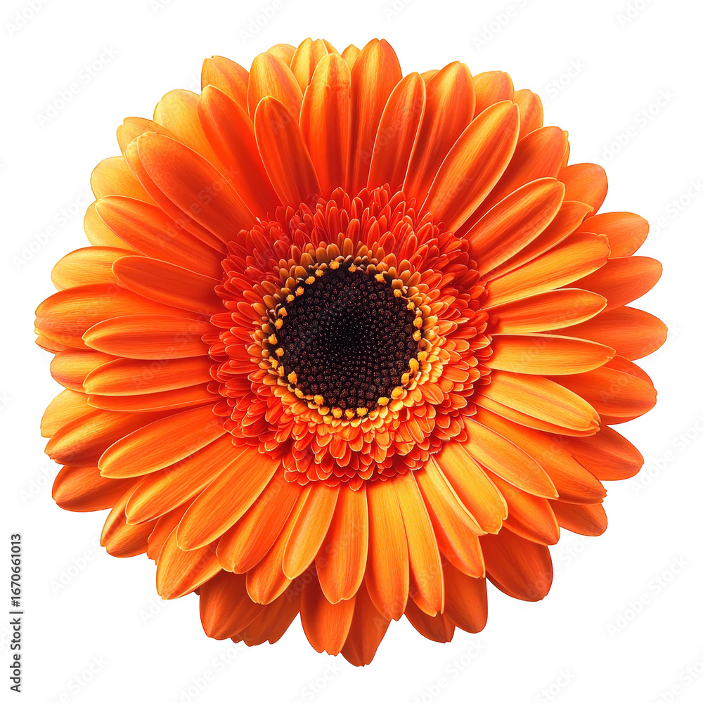 Orange gerbera daisy flower isolated on transparent background