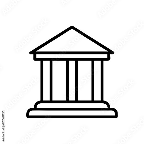 Bank Building Icon with Finance Institution Money Business Symbol
