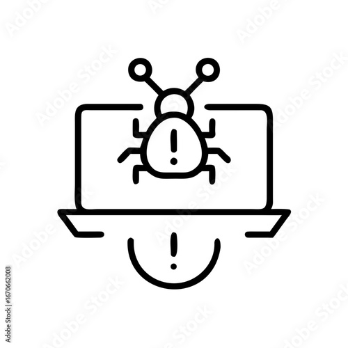 Cyber Attack Icon with Hacking Security Computer Threat Symbol