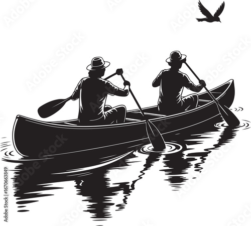 Boating silhouette vector art illustration, Shapes Collection Isolated on White Background