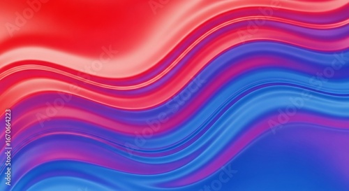 Abstract Wave of Red, Pink, and Blue Fluid Art with Smooth Gradations and Swirls