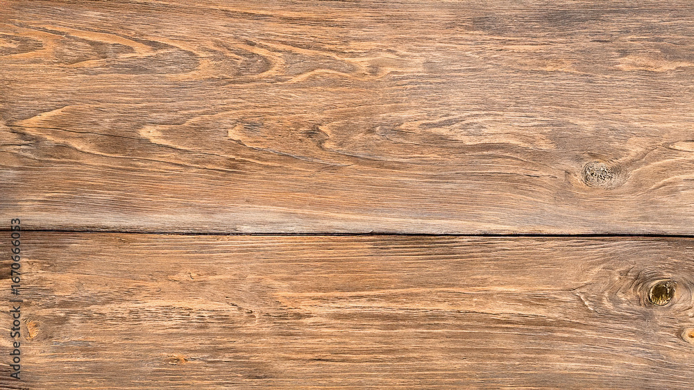 Fototapeta premium Brown wood shows rustic texture. Grain shines in soft light for a product backdrop, wallpaper or design template.