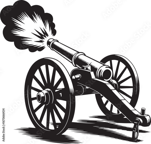 Cannon silhouette vector art illustration, Shapes Collection Isolated on White Background