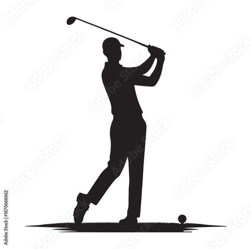 Golf player golfer swinging vector black