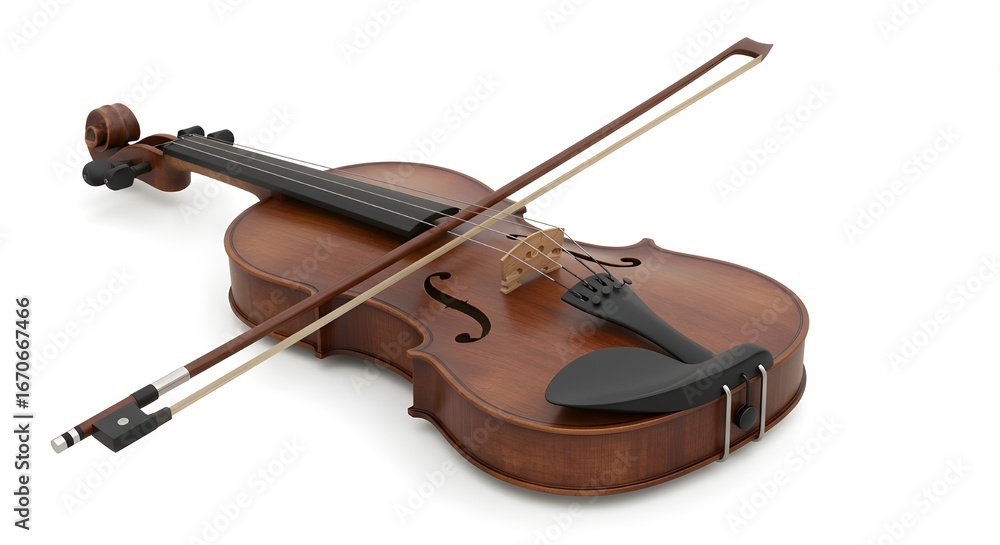 Fototapeta premium Antique wooden violin, isolated on white background