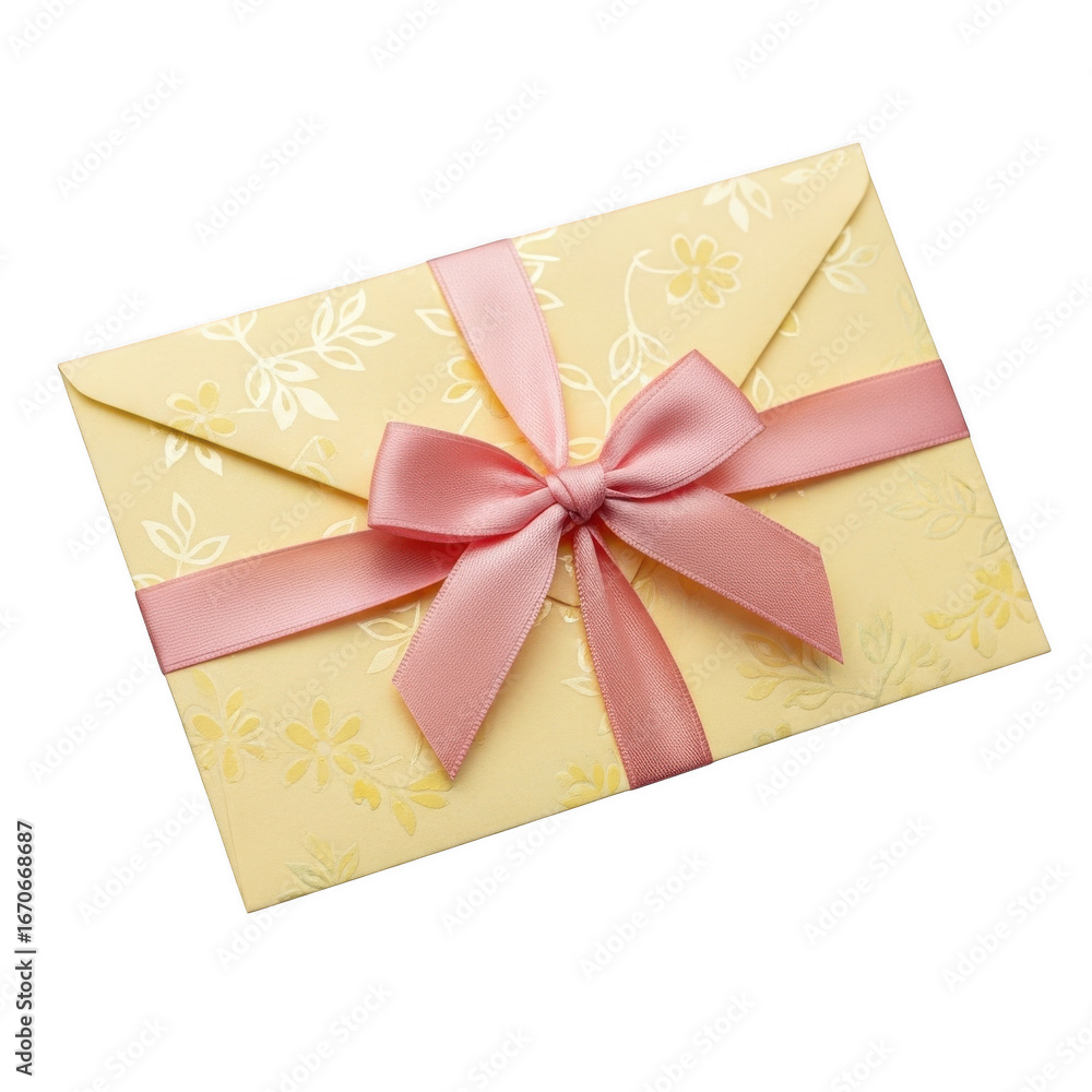 custom made wallpaper toronto digitalYellow envelope tied with pink ribbon isolated on transparent background
