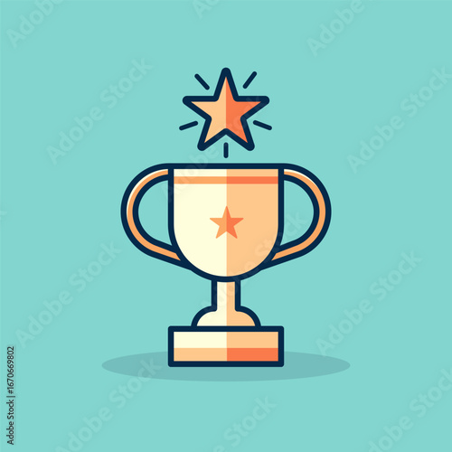 Trophy award illustration, trophy award illustration with star symbol representing victory success prize achievement