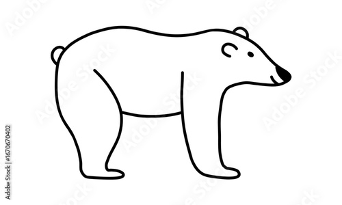 Bear doodle animal. Hand drawn line icon. Wild nature and adventure. Black outline silhouette.