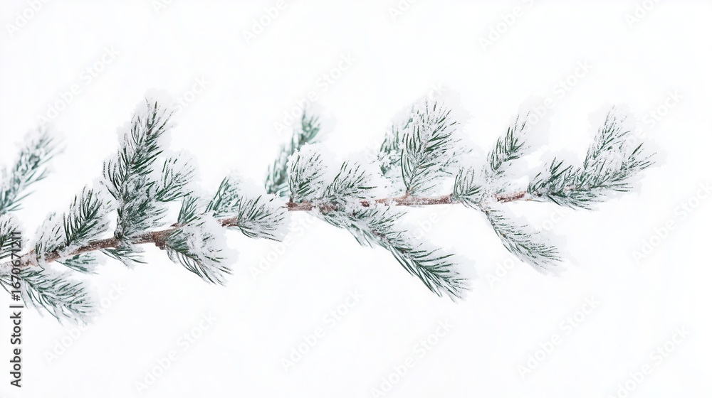 Obraz premium Branch of a fir tree. A spruce sprig with white winter evergreens. Background transparent transparent surface clear. A limb of a fir tree lifestyle.