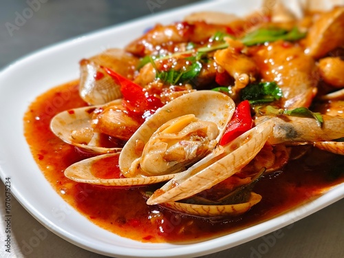 Fried clam in chili paste