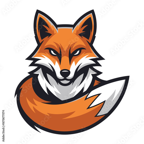 Foxy Icon: A captivating and fierce illustration of a red fox, portrayed with an intense gaze, embodies the cunning and vibrant spirit of the wild.
