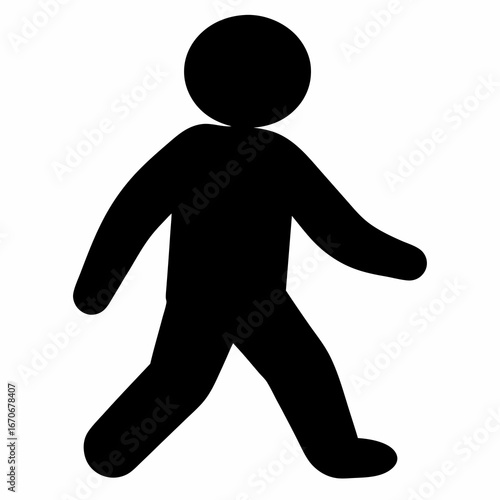 Simple black walking stick figure representing pedestrian and basic human activity