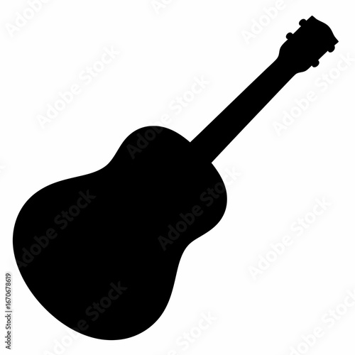 Silhouette of an acoustic guitar on a white background, musical instrument
