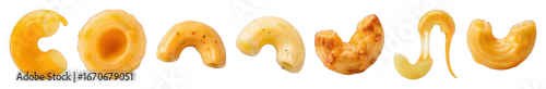 Obraz  z motywem Macaroni and cheese set including plain, seasoned, baked, and dripping sauce variations isolated. Comfort food and pasta dishes.