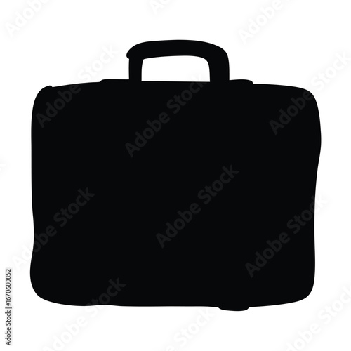 Isolated black silhouette of a classic business briefcase ready for travel