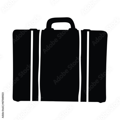 Simple black silhouette of a suitcase for travel and tourism needs