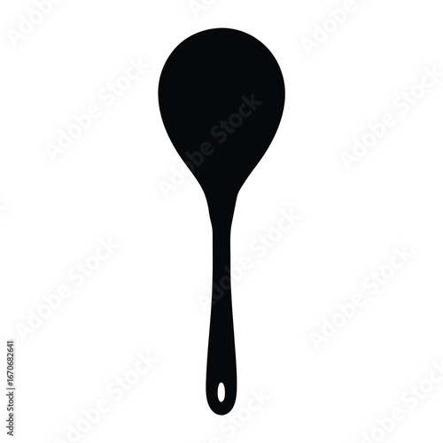 Monochrome silhouette of a cooking spoon with a hole in the handle