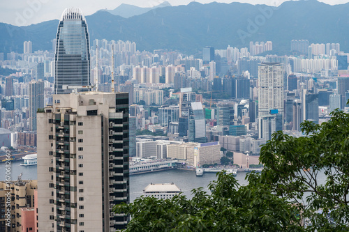 Fototapeta View of Hong Kong and Kowloon from Victoria peak