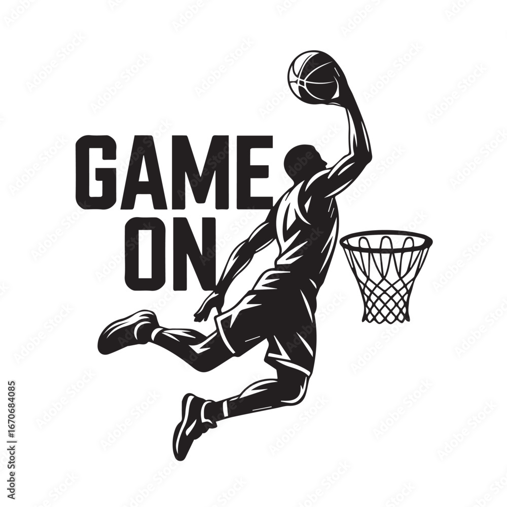 Naklejka premium Basketball Player Slam Dunk Silhouette (This is clear and descriptive.)