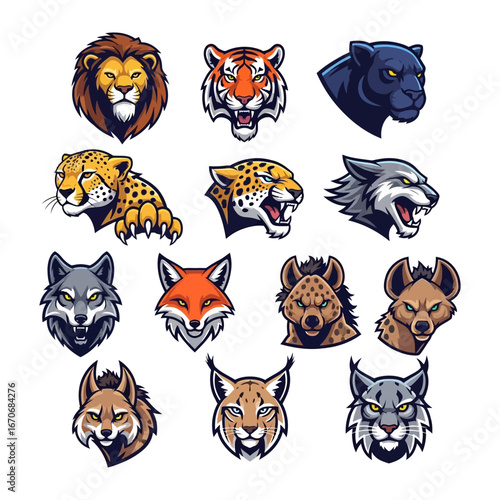 Wild Cat Portraits: A collection of intricate portraits showcases a variety of wild cats, each displaying their unique beauty and ferocity, offering a captivating glimpse into the animal kingdom.