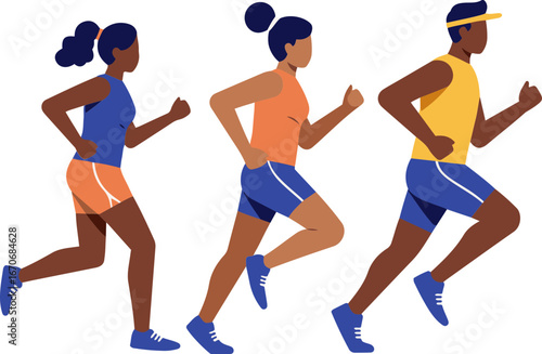 An illustration of a group of runners