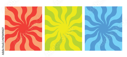 Retro sunburst pattern set design