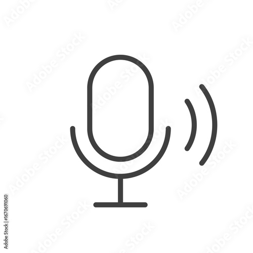 Minimal microphone icon representing voice recording, podcast, audio input, or broadcasting. Perfect for technology and media design use.
