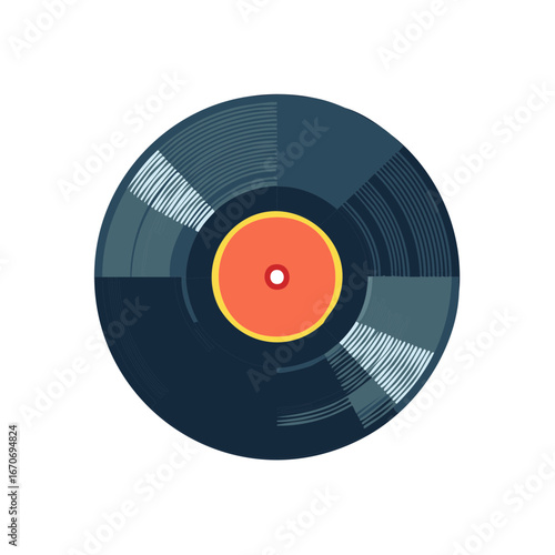 Classic vinyl record with a vibrant orange label and detailed grooves