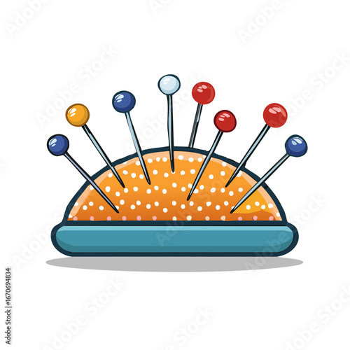 Quilted Pin Cushion with Various Pins Sewing Accessories Needlework Tools