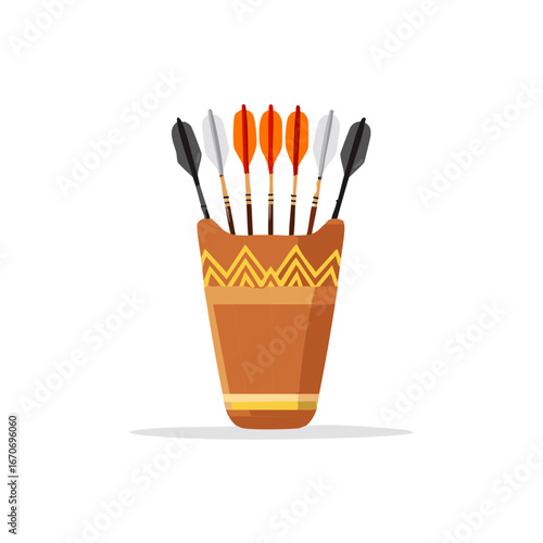 Quiver Containing Arrows of Varying Colors for Archery Activities and Hunting Adventures