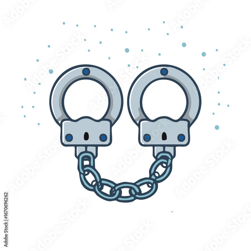 Stylized metal handcuffs linked with a chain vector illustration